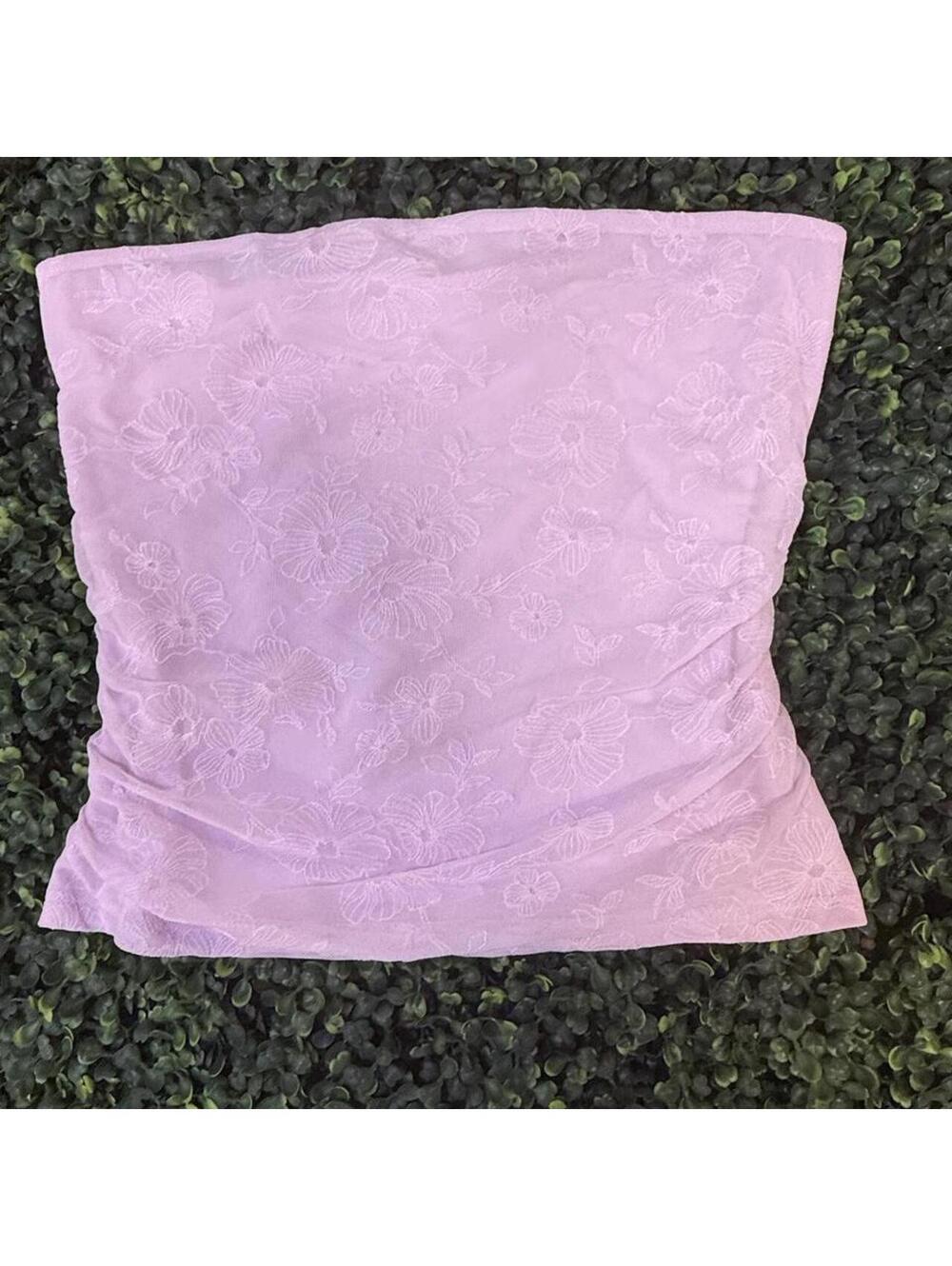 Garage Pink Floral Mesh Strapless Tube Top Size L